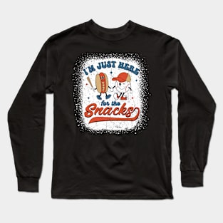 I'm Just Here For The Snacks Baseball 4th Of July Hot Dog Long Sleeve T-Shirt